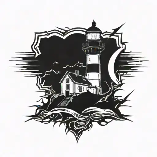 dark spiked chaos lighthouse simple tattoo design idea