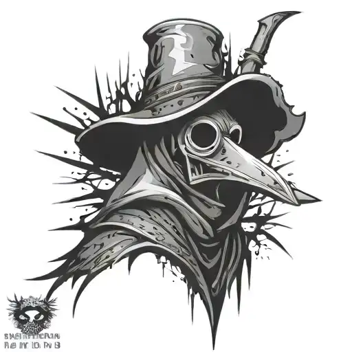 dark spiked chaos plague doctor simple tattoo design idea