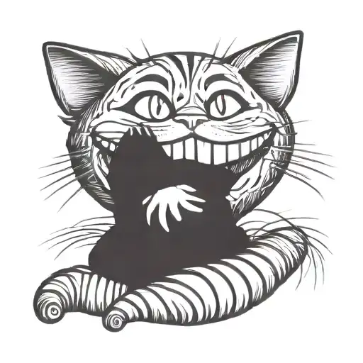Cheshire Cat mischievous  tattoo design idea