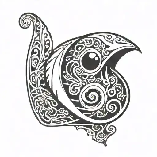 mischievous ghost in a sea shell tattoo design idea