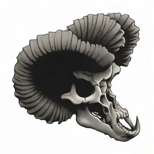 ram skull horns spiked chaos evil simple demonic tattoo design idea