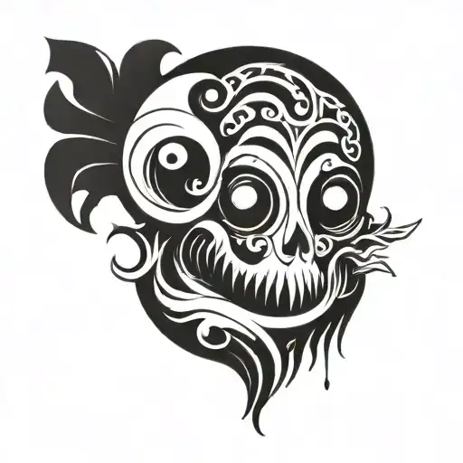 creepy ghost In sea shell   tattoo design idea