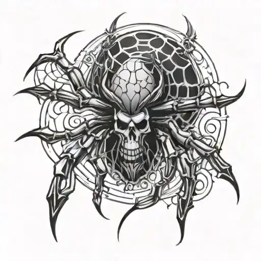 spider with a skull for a thorax tattoo design idea
