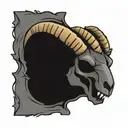 ram skull horns spiked chaos evil simple demonic tattoo design idea
