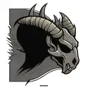 ram skull horns spiked chaos evil simple demonic tattoo design idea