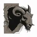 ram skull horns spiked chaos evil simple demonic tattoo design idea