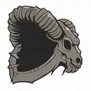 ram skull horns spiked chaos evil simple demonic tattoo design idea