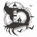 dark spook Erie creepy lighthouse spikes simple tattoo design idea