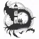 dark spook Erie creepy lighthouse spikes simple tattoo design idea