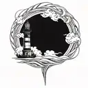 dark spiked chaos lighthouse simple tattoo design idea