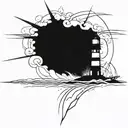 dark spiked chaos lighthouse simple tattoo design idea