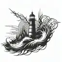 dark spiked chaos lighthouse simple tattoo design idea