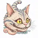 Cheshire Cat mischievous  tattoo design idea