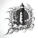 dark spook Erie creepy lighthouse spikes tattoo design idea