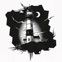 dark spook Erie creepy lighthouse spikes tattoo design idea