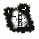 dark spook Erie creepy lighthouse spikes tattoo design idea