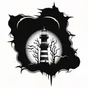dark spook Erie creepy lighthouse spikes tattoo design idea