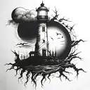 dark spook Erie creepy lighthouse spikes tattoo design idea