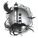dark spook Erie creepy lighthouse spikes tattoo design idea