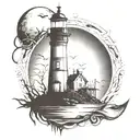 dark spook Erie creepy lighthouse spikes tattoo design idea