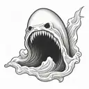   ghost In sea shell   tattoo design idea