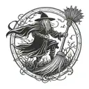 spooky broomstick tattoo design idea