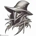 plague doctor simple paint stroke tattoo design idea