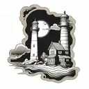dark spook Erie creepy lighthouse tattoo design idea
