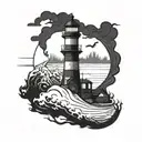 dark spook Erie creepy lighthouse tattoo design idea