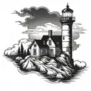 dark spook Erie creepy lighthouse tattoo design idea