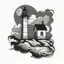 dark spook Erie creepy lighthouse tattoo design idea