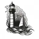 dark spook Erie creepy lighthouse spikes chaos  tattoo design idea