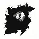 dark spiked chaos lighthouse simple tattoo design idea