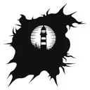 dark spiked chaos lighthouse simple tattoo design idea