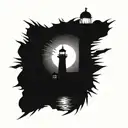 dark spiked chaos lighthouse simple tattoo design idea