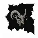 ram skull horns spiked chaos evil simple tattoo design idea