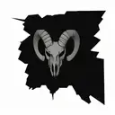 ram skull horns spiked chaos evil simple tattoo design idea