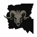 ram skull horns spiked chaos evil simple tattoo design idea
