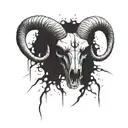 ram skull horns spiked chaos evil simple tattoo design idea