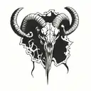 ram skull horns spiked chaos evil simple tattoo design idea
