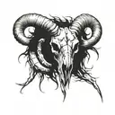 ram skull horns spiked chaos evil simple tattoo design idea