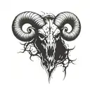 ram skull horns spiked chaos evil simple tattoo design idea