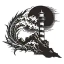 dark spiked chaos lighthouse simple tattoo design idea