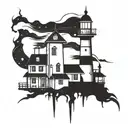dark spook Erie creepy lighthouse spikes simple tattoo design idea