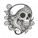 mischievous ghost in a sea shell tattoo design idea