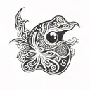 mischievous ghost in a sea shell tattoo design idea