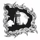 dark spook Erie creepy lighthouse spikes tattoo design idea