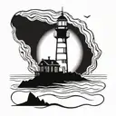 dark spook Erie creepy lighthouse spikes tattoo design idea