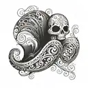 creepy ghost In sea shell   tattoo design idea