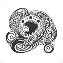 creepy ghost In sea shell   tattoo design idea